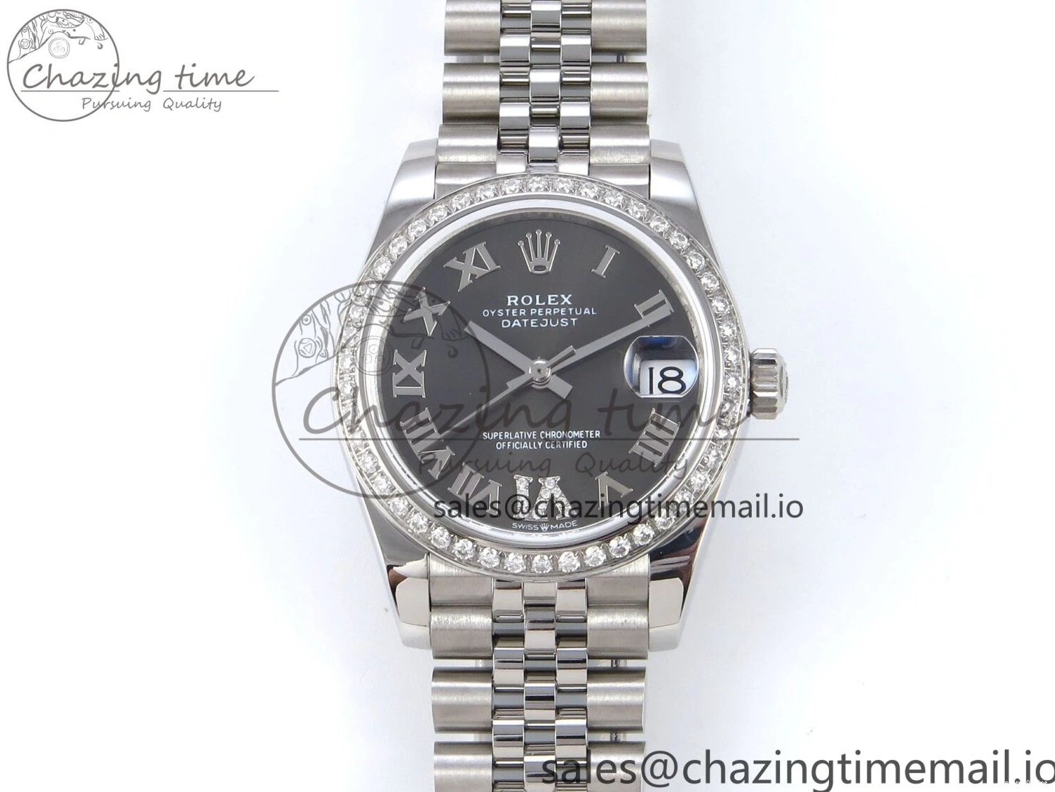 0119 DateJust 31 278384RBR JARF 1:1 Best Edition 904L Steel Gray Roman Diamonds Dial on SS Jubilee Bracelet HZ Classic 875